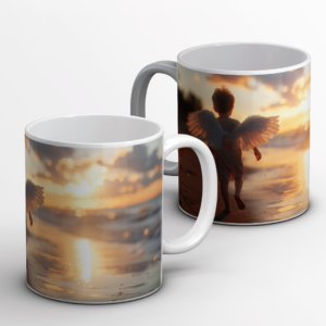 Taza Sublimada Ángel al Atardecer