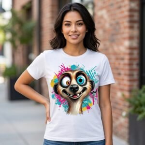 Playera Estampada Perro Colorido