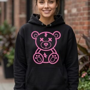 Sudadera Negra Oso Rosa
