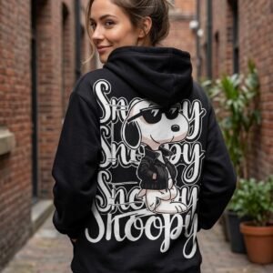 Sudadera Snoopy Negra Estilo Urbano